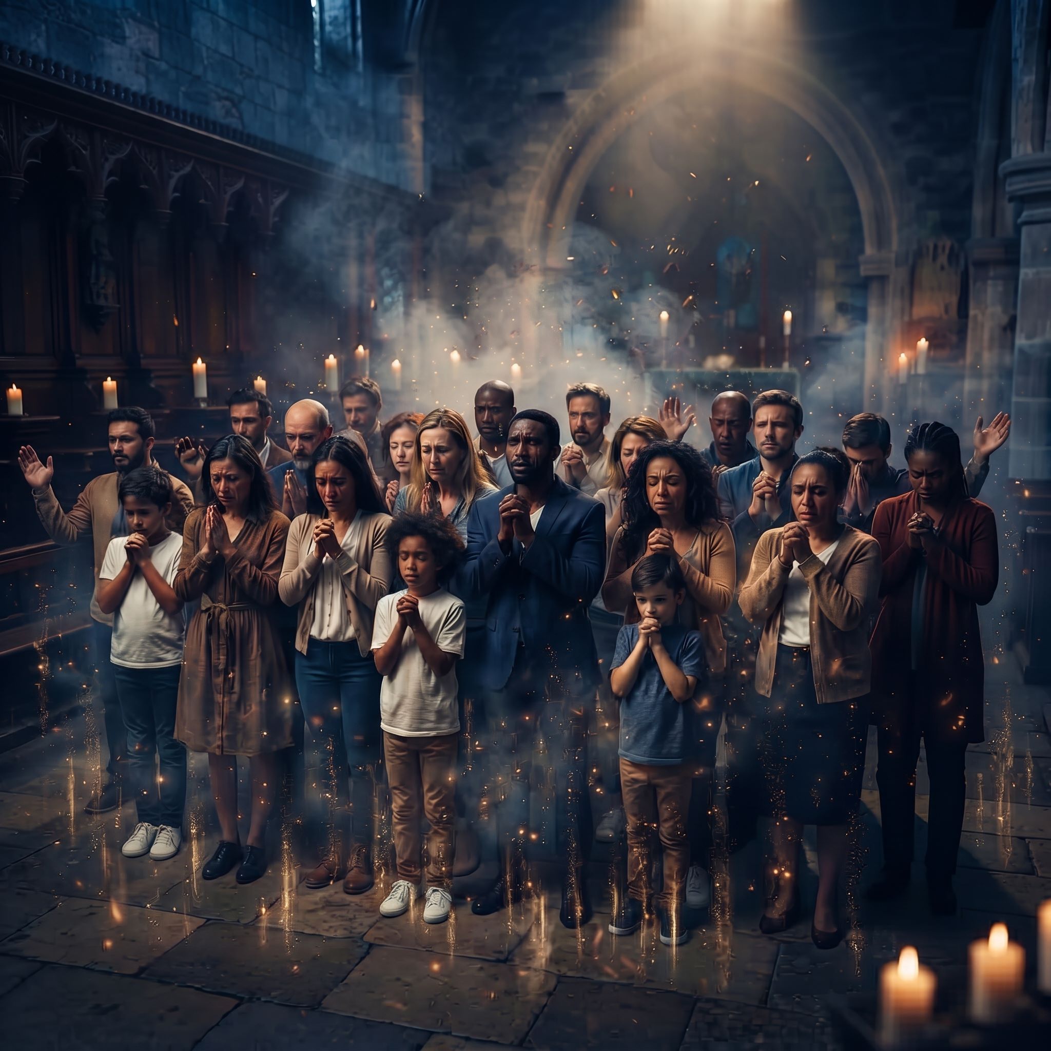People praying